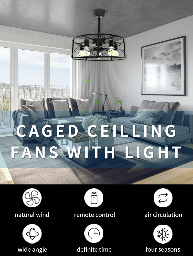 Caged Ceiling Fan With Light Enclosed